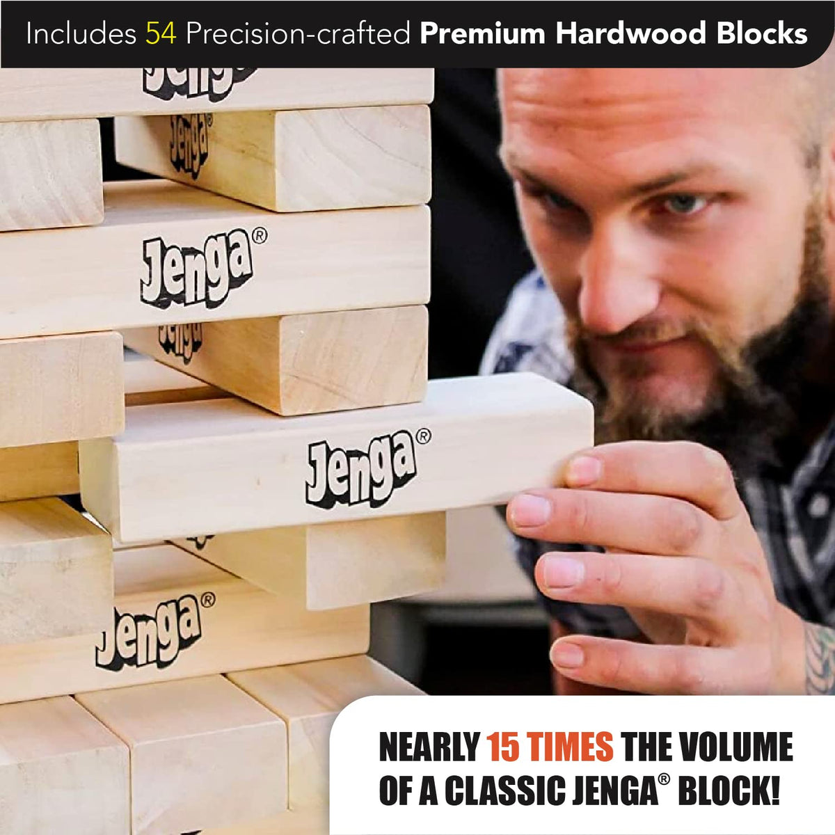 Officially licensed Jenga GIANT ensures authentic play and durability
