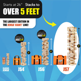 Jenga GIANT can exceed five feet tall for outdoor or indoor entertainment