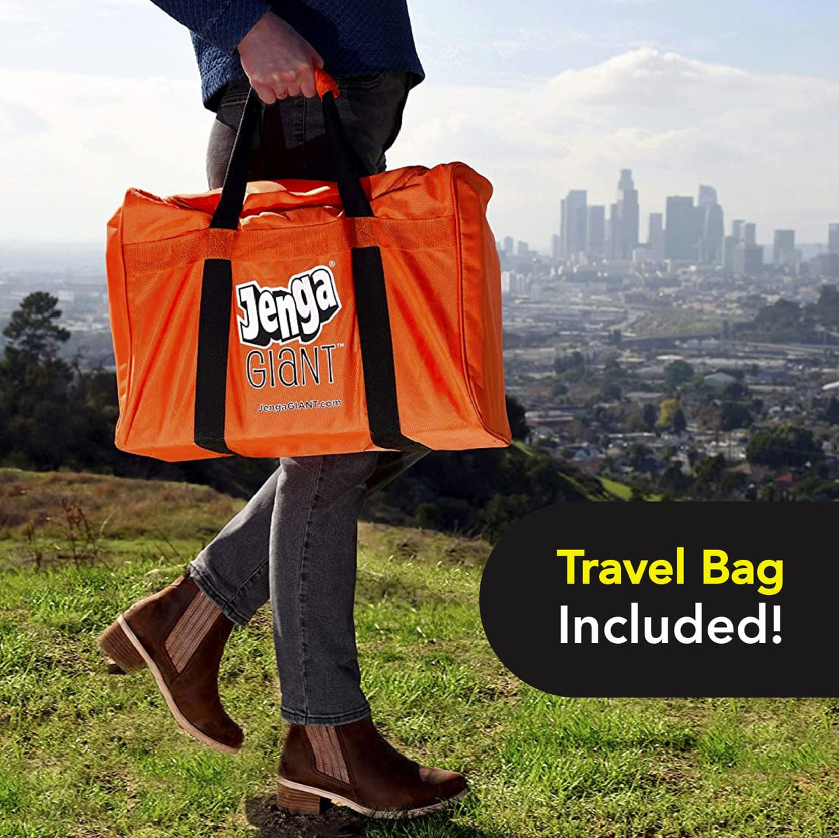 Jenga GIANT zippered storage bag with two handles for easy transport