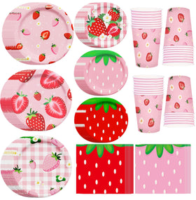 Jengaer baby shower strawberry tableware perfect party accents.