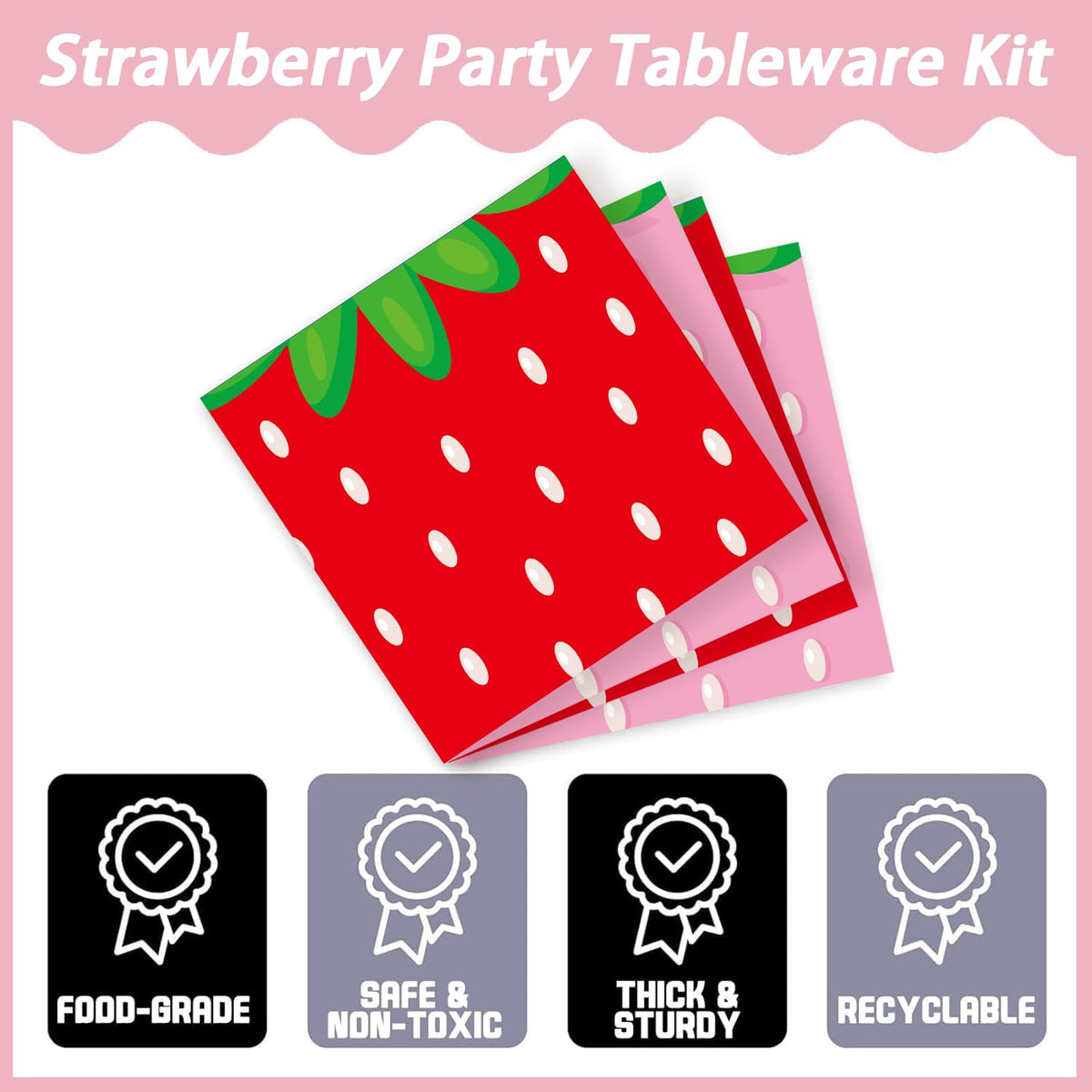 Jengaer strawberry napkins brighten tables and simplify cleanup after events.
