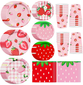 Jengaer strawberry plates 9-inch for quick, colorful party setup.