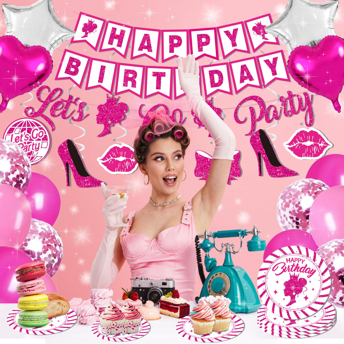 Jenlion hot pink foil balloons add shimmering, durable decor for party memories.