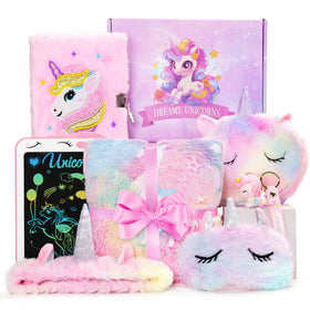 Jenria unicorn gift set glowing blanket for cozy bedtime glow.