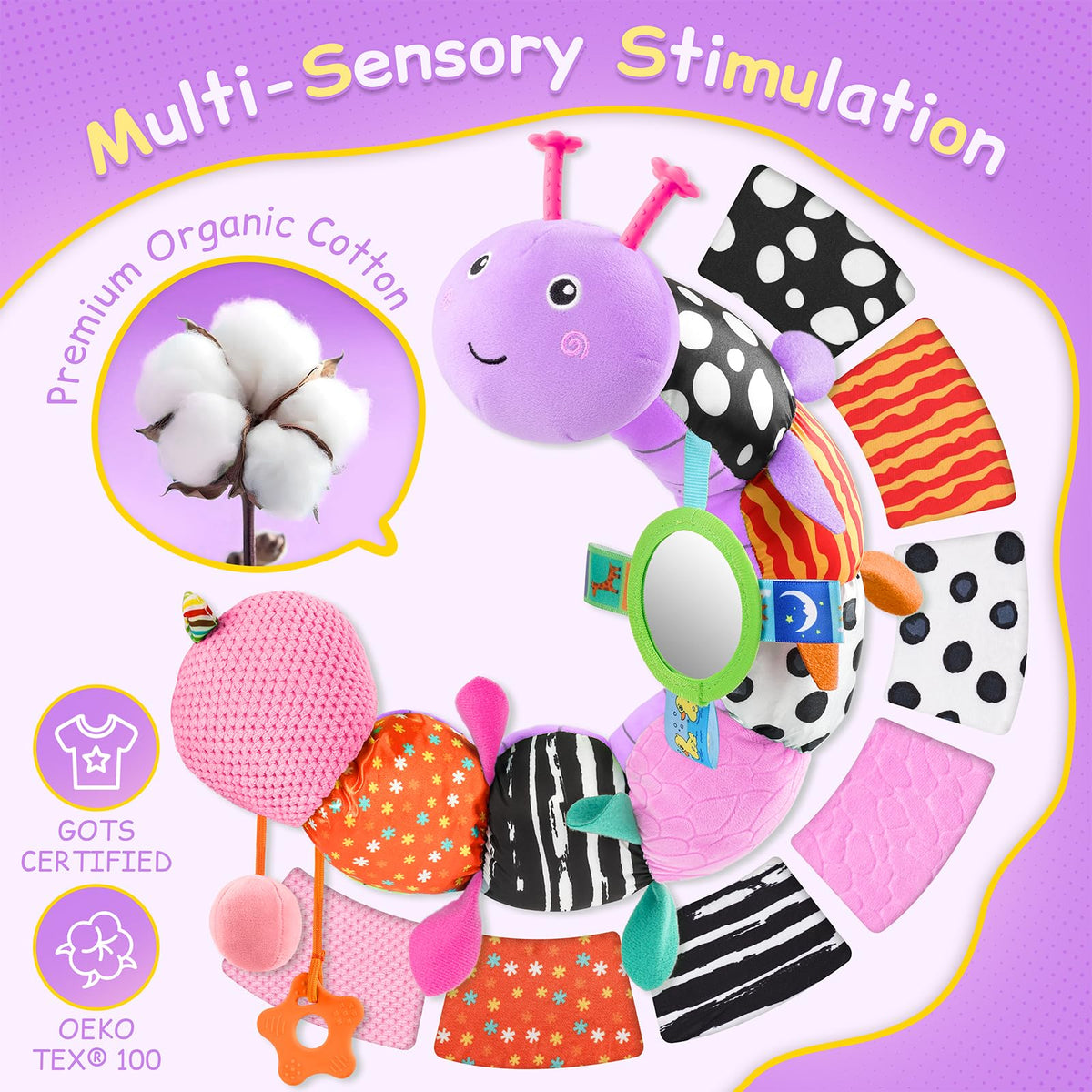 JENTXON caterpillar crinkle textures inviting tactile exploration during playtime