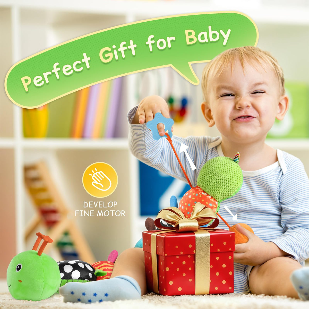 JENTXON plush caterpillar is soft and gentle for cuddles and safe for little hands