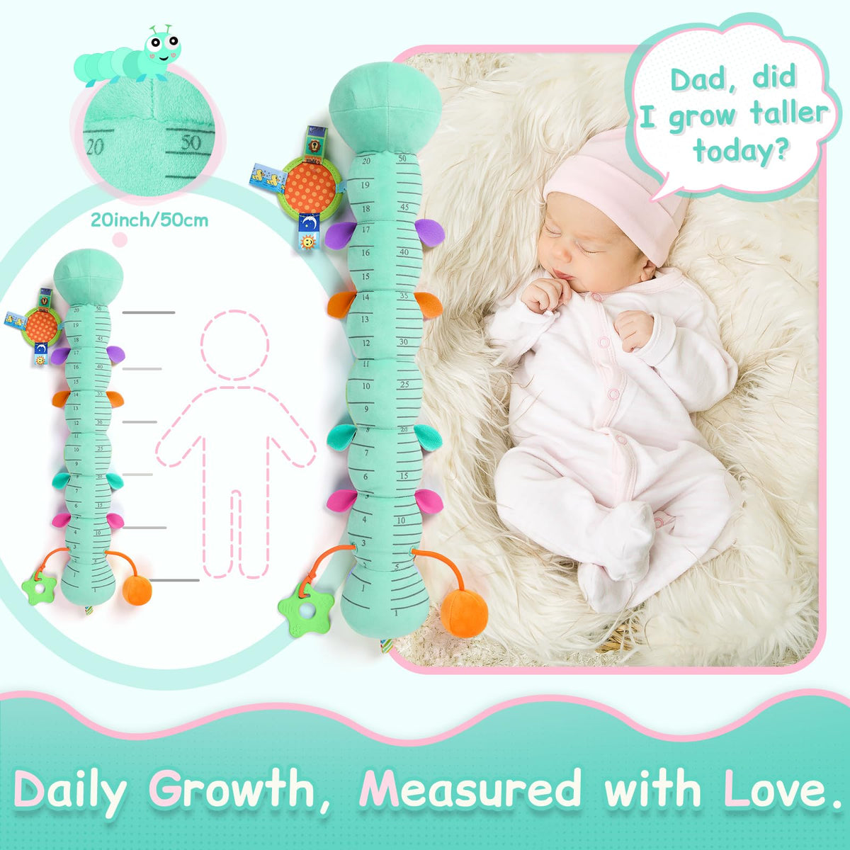 JENTXON teething caterpillar provides safe, plush comfort during teething.