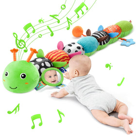 JENTXON tummy time caterpillar with mirror supports early visual tracking and curiosity