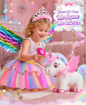 Jeowoqao Unicorn dress-up skirt, crown, and wings boost imaginative outfits.