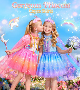 Jeowoqao flowing princess cape with sequin stars adds sparkling flair to outfits.