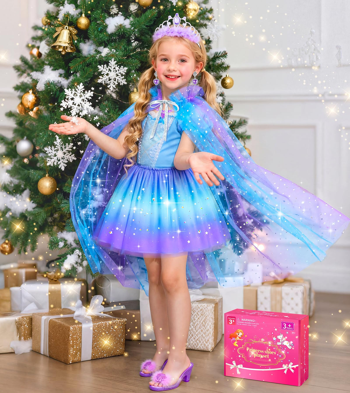 Jeowoqao fluffy sequins tutu skirt encourages imaginative dress-up for little princesses.