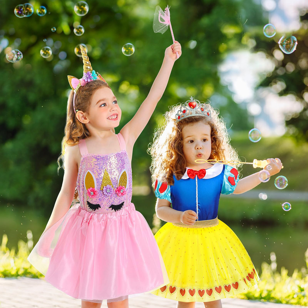 Jeowoqao fluffy tulle princess dress highlights twirl-worthy design for bright pretend play.