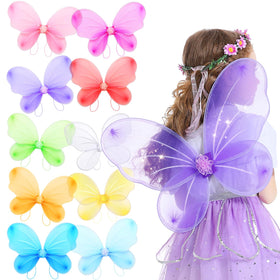 Jeowoqao Girls Wings show lightweight gauzy fabric and butterfly outline for easy dress-up