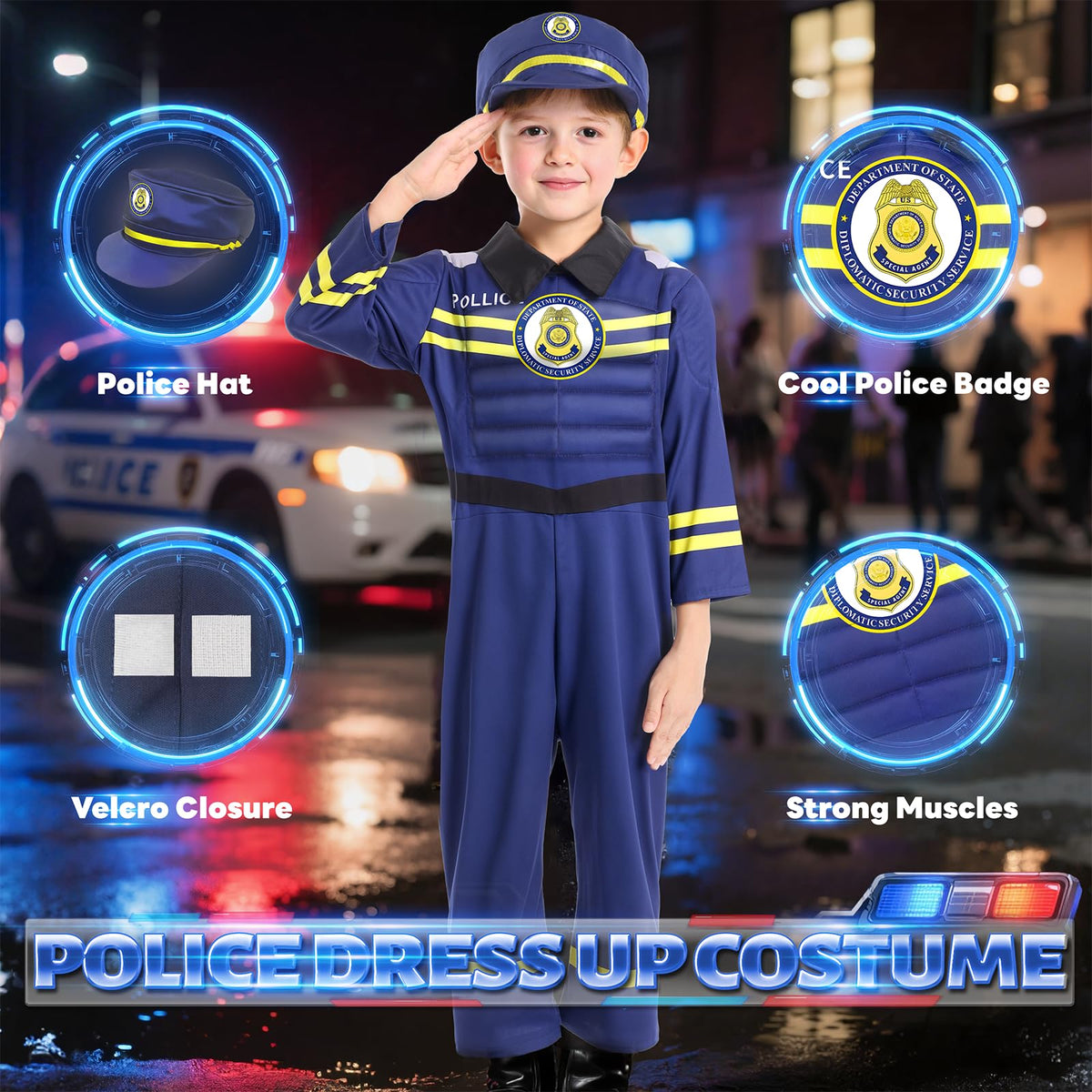 Jeowoqao muscle-chest costume with back Velcro for easy dressing