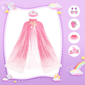 Jeowoqao cape and jewelry set enhances pretend play moments.
