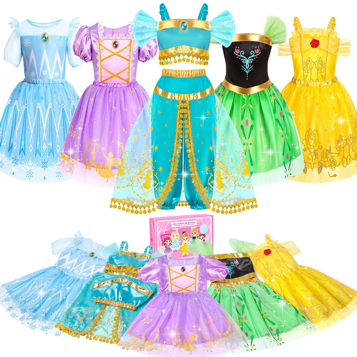 Jeowoqao princess-costumes: five tops and five skirts for imaginative play