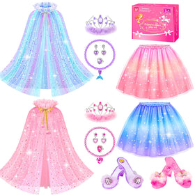 Jeowoqao princess dress-up box keeps all pieces neatly organized for easy cleanup.