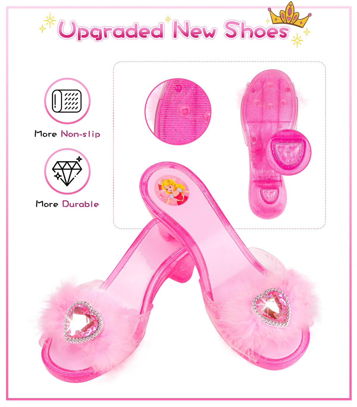 Jeowoqao princess dress-up box keeps shoes and crown organized