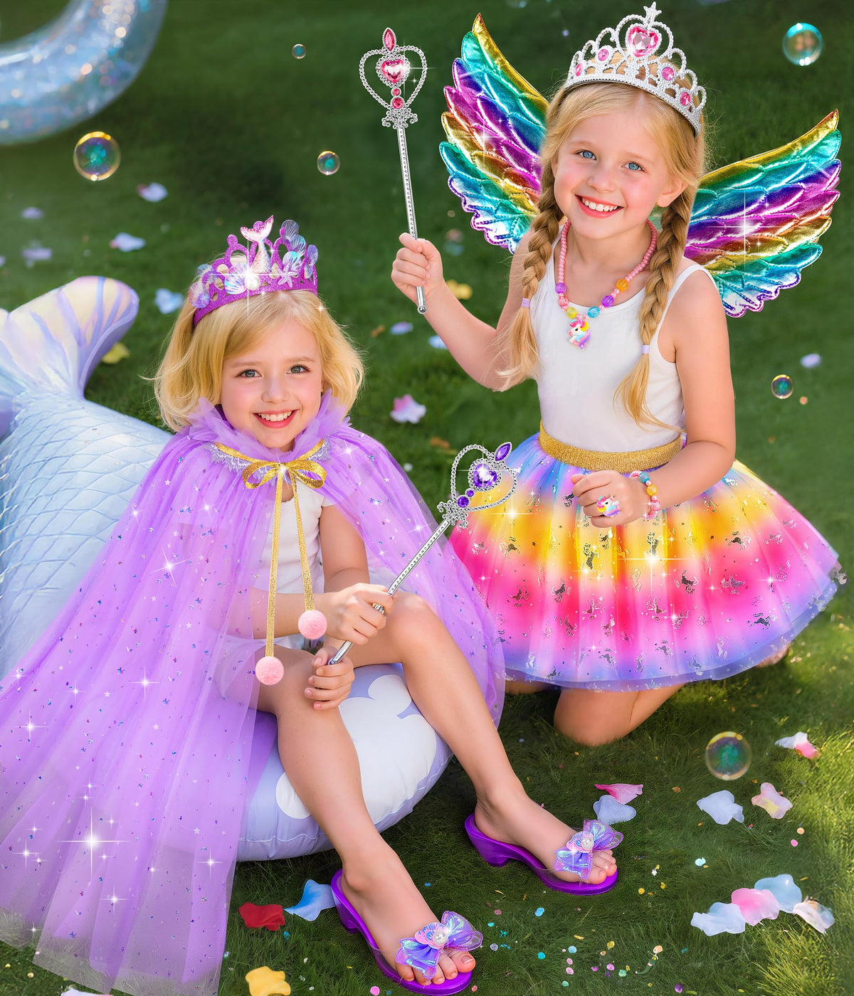 Jeowoqao sparkly princess shoes offer secure, comfortable play