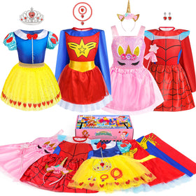 Jeowoqao toddler dress-up set with princess cape for imaginative play and easy dressing.