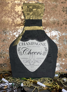 Jergrim Champagne Piñata filled with party favors for celebrations.