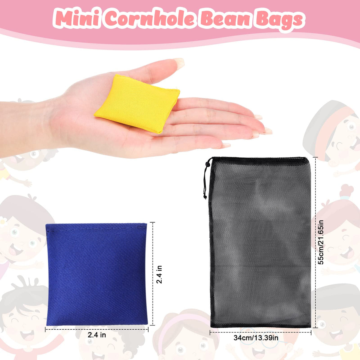 2.4-inch Jerify bean bags in assorted colors, easy to grip and toss