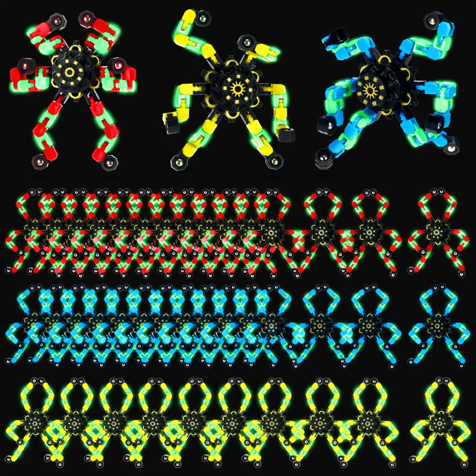 Jerify 40-pack transformable chain robot fidget in luminous colors for desk fun