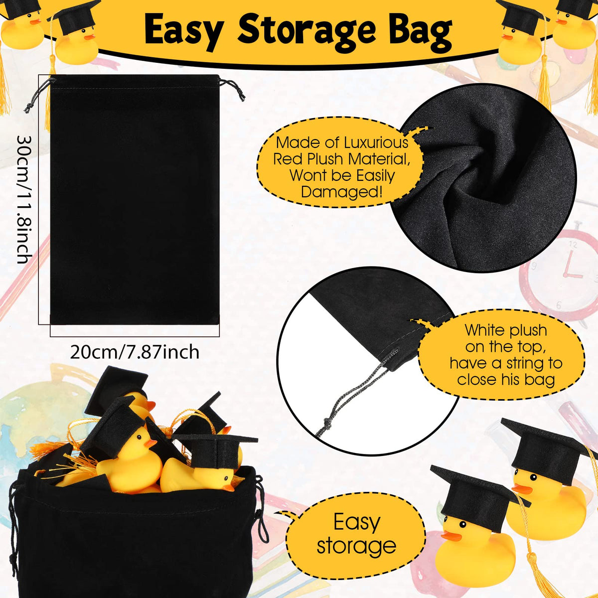 Jerify 48-piece yellow graduation ducks, ideal for big parties and classroom rewards.