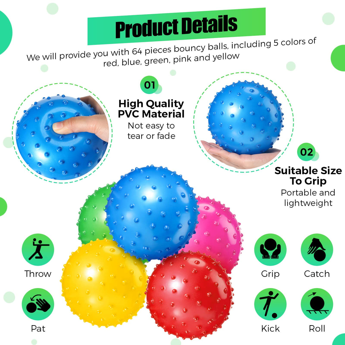 Jerify 6.3-inch knobby balls ideal for playground and classroom activities.