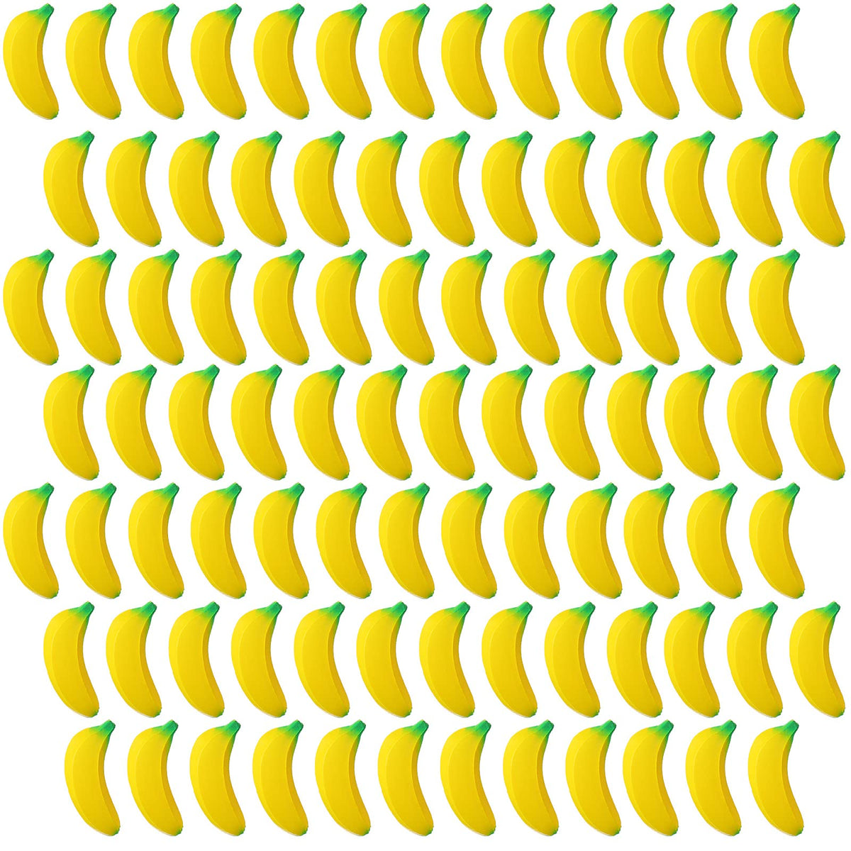 Jerify banana stress toy pack showcases 100 pieces in bright, lifelike banana shapes for tactile play.