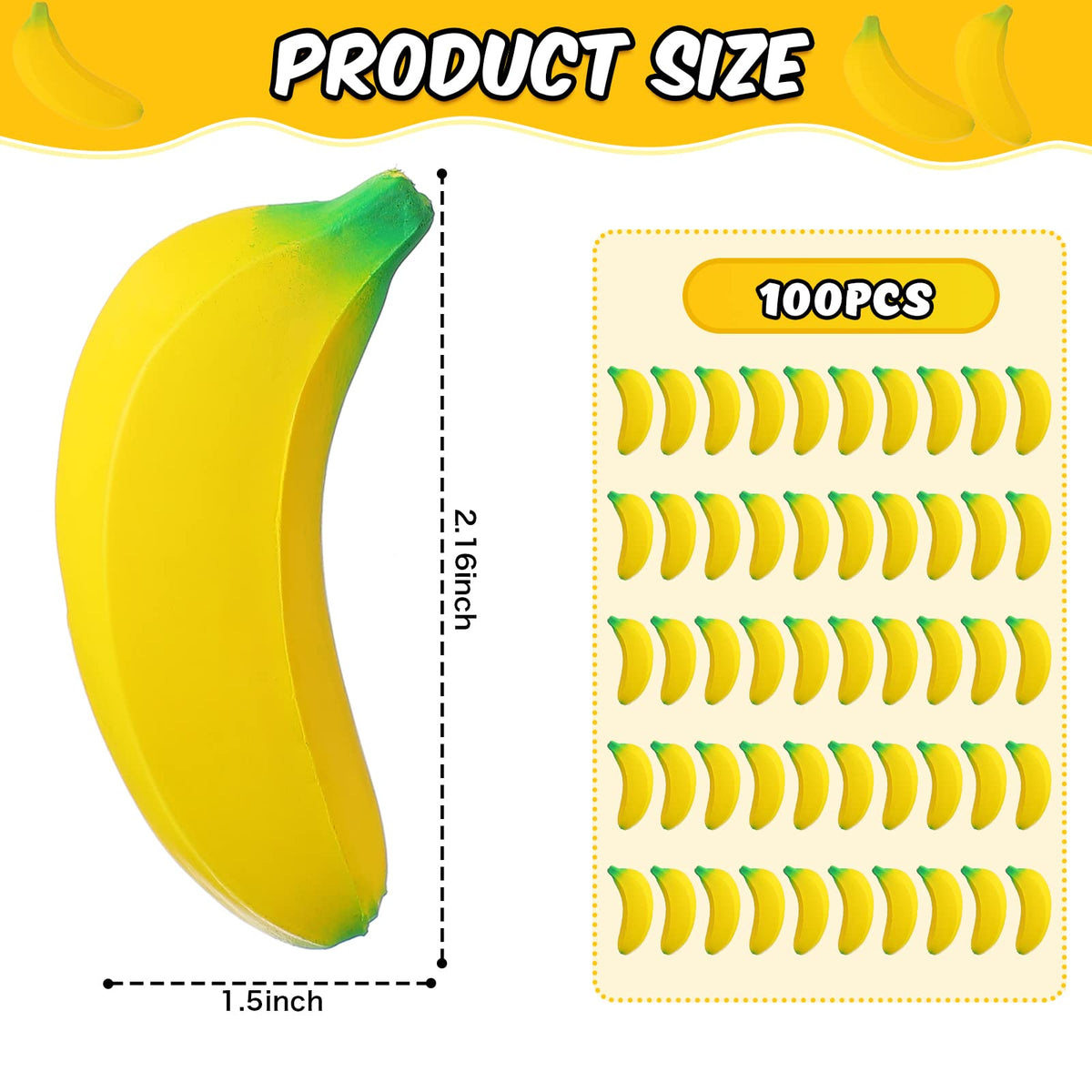 Close-up of Jerify banana stress toy highlighting smooth PU foam and durable construction.