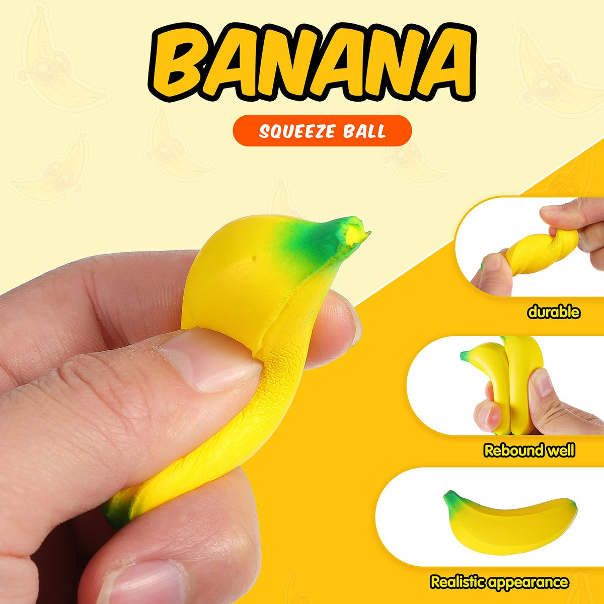 Jerify banana stress toy compact 2.36 inch size for pocket portability and quick focus breaks.