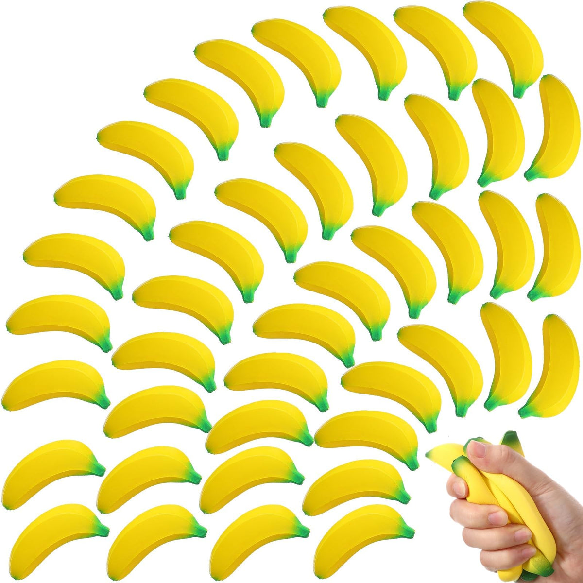 Jerify banana stress toy front view, desk-friendly fidget for focus.