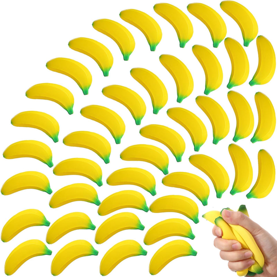 Jerify banana stress toy front view, desk-friendly fidget for focus.