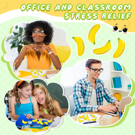 Jerify party favors featuring bright banana toys arranged for a playful display.