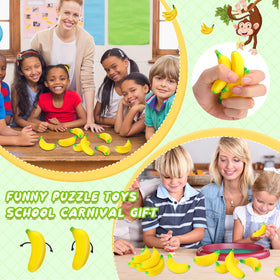 Jerify banana stress toy in action, showing stretch capability and flexible design.