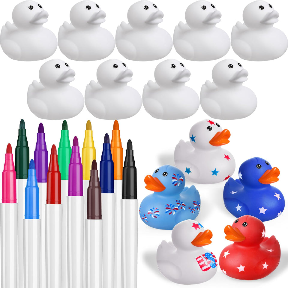 Jerify blank white rubber ducks for coloring and DIY decor.