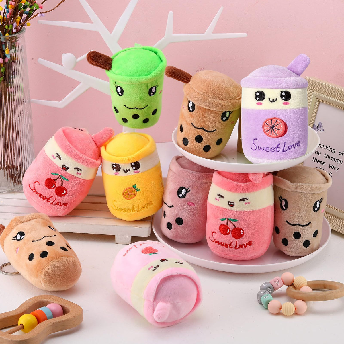 Jerify bubble tea plush avocado fruit, cute accessory for bags and desks.