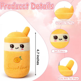 Jerify bubble tea plush strawberry fruit, playful keychain for bags and school gear.