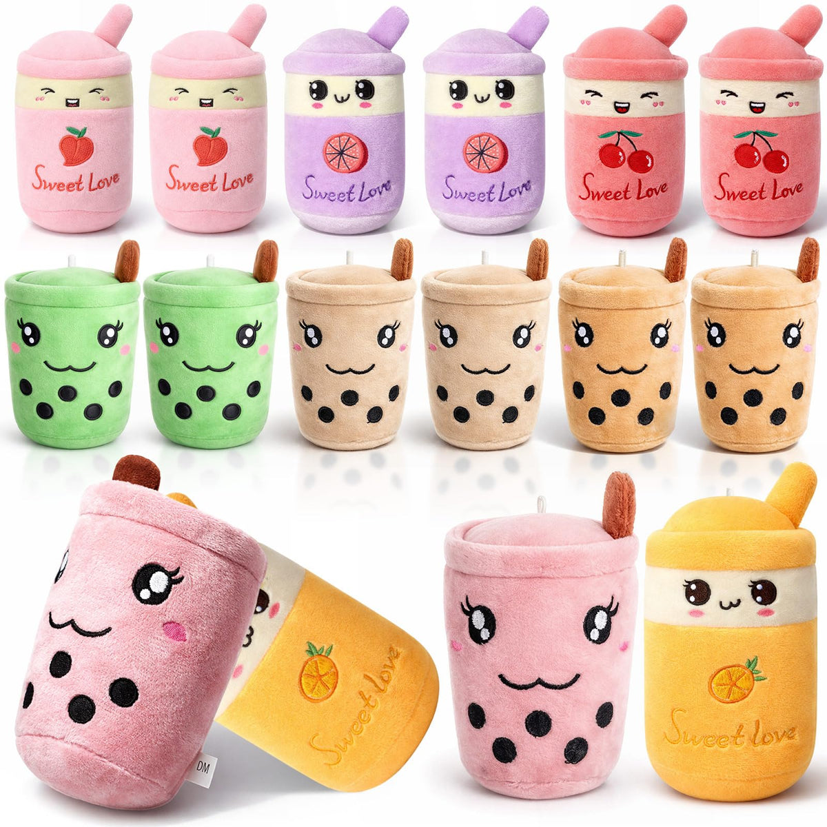 Jerify bubble tea plush teacup pattern, ideal backpack charm and mood booster.