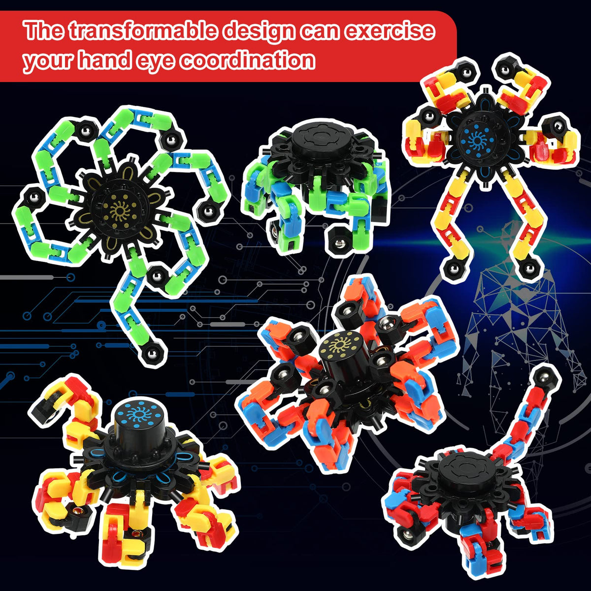 Jerify colorful robot chain fidgets encourage tactile exploration and creativity.