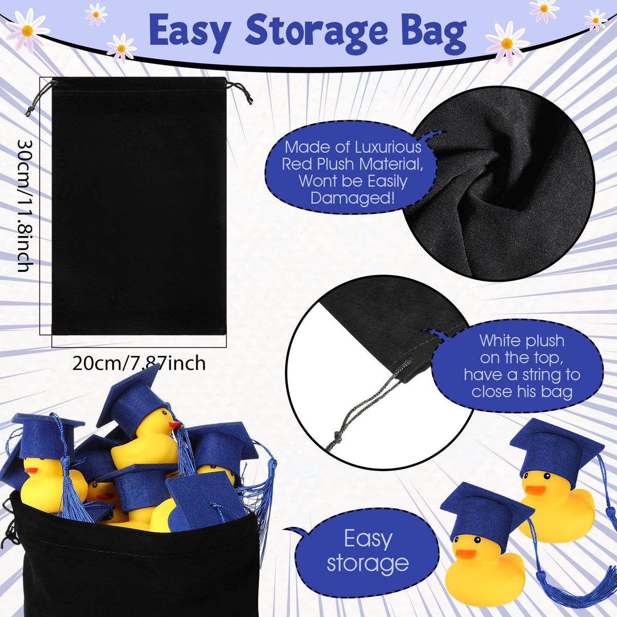 Jerify drawstring storage bag keeps ducks organized.