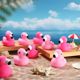 Jerify flamingo rubber duck in pink tones enhances pool and tub decor
