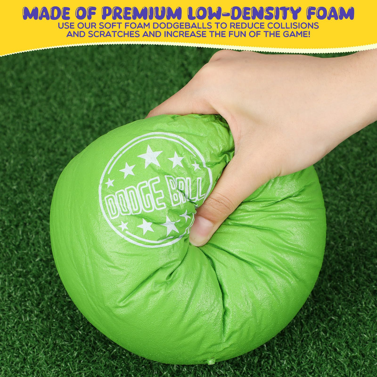 Jerify foam dodgeballs soft, non-sting material ideal for kids' outdoor play.