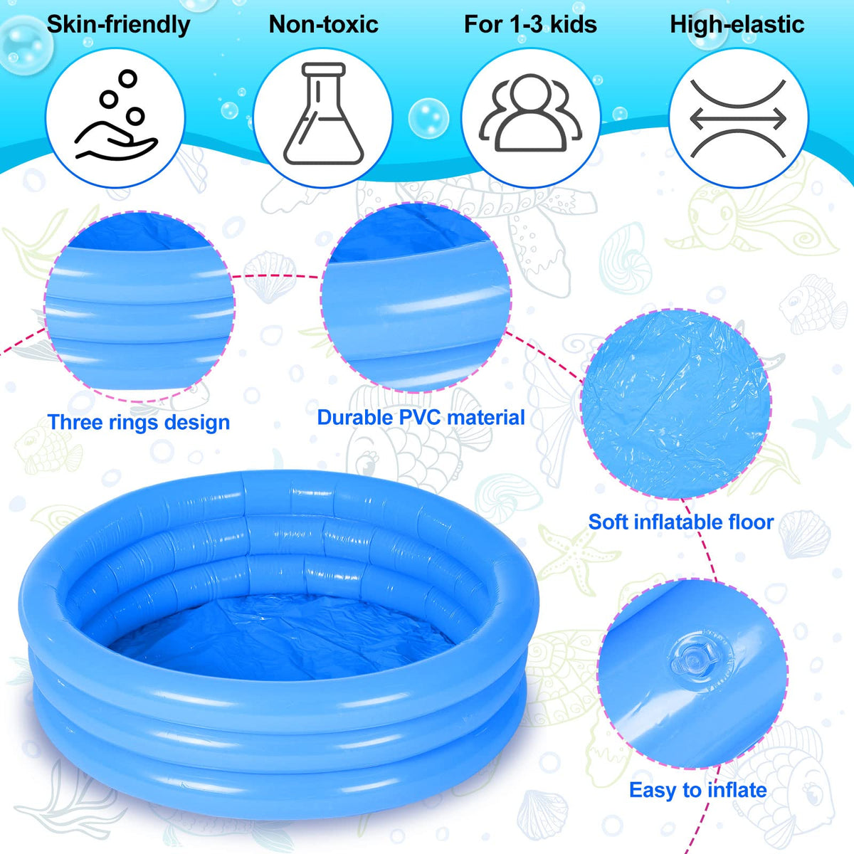 Jerify pool features BPA-free PVC for durable use.