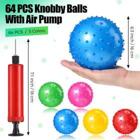 Jerify knobby inflatable balls provide tactile fun for toddlers at the beach.