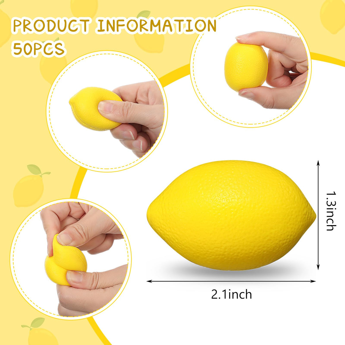 Jerify lemon stress ball closeup showing soft PU foam texture