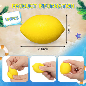 Jerify lemon stress ball side view shows compact 2.1 x 1.3 inch size