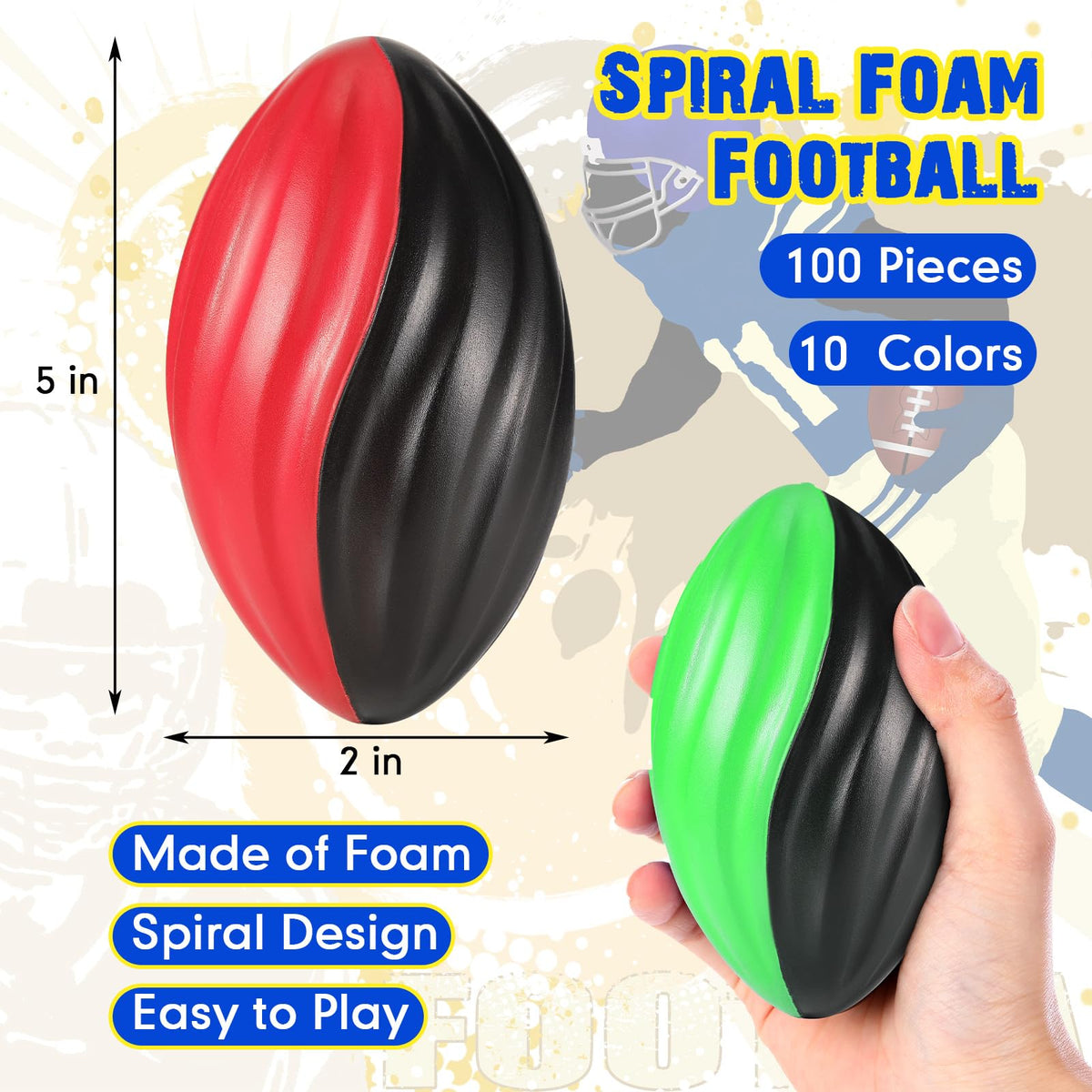 Jerify 12-piece color pack foam footballs ideal for party games.