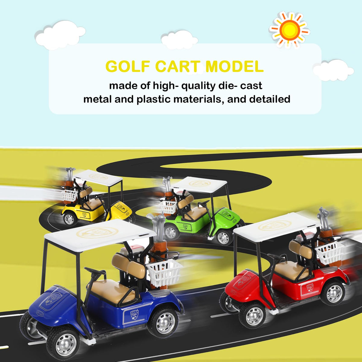 Jerify mini golf cart detailed interior view showing steering wheel and seat.